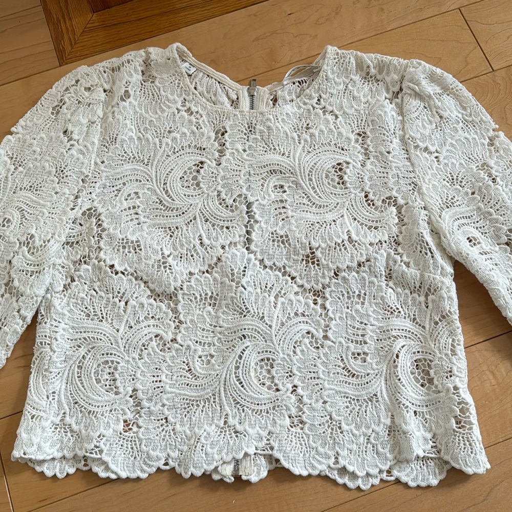 AlC cropped white crochet top